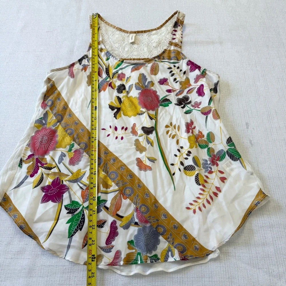 Tiny Anthropologie Silk Blend Floral Lace Romantic Tank Top Size XS Boho Summer - Picture 4 of 8
